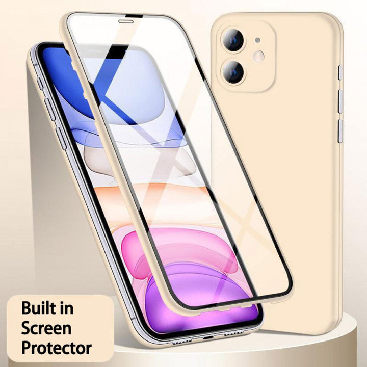 Ultra Slim Tempered Glass Full Body Screen Protector Case - Shockproof, Anti-Scratch, Lightweight for Apple iPhone 13 [6.1]