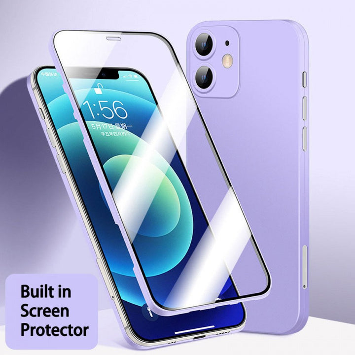 Ultra Slim Tempered Glass Full Body Screen Protector Case - Shockproof, Anti-Scratch, Lightweight for Apple iPhone 13 [6.1]