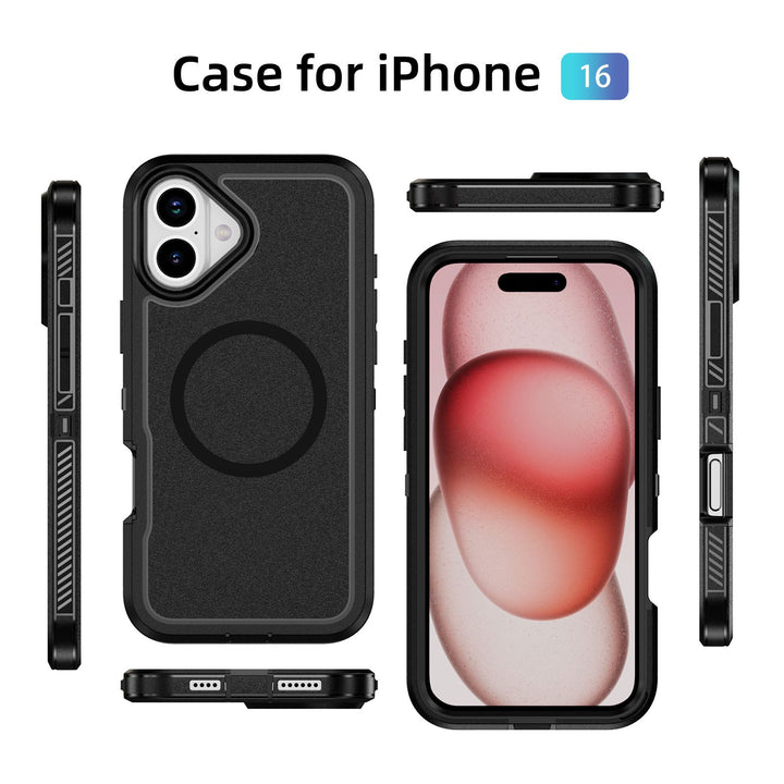 Heavy Duty Rugged Guardian Defender Armor Magsafe Protection Case with Shockproof Hybrid Design for Apple iPhone 16