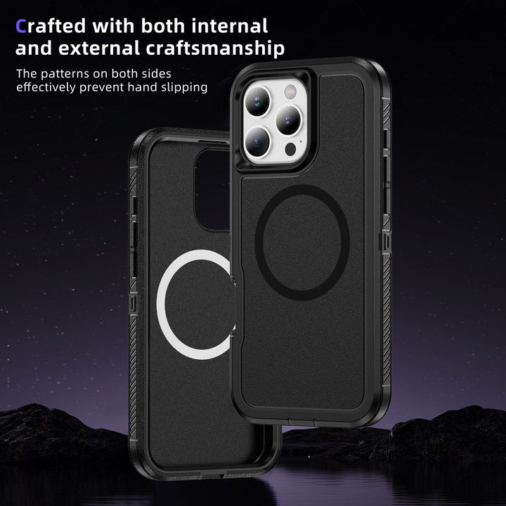 Heavy Duty Rugged Guardian Defender Armor MagSafe Protection Case with Magnetic Ring, Shockproof & Anti-Scratch Design for iPhone 16 Pro Max