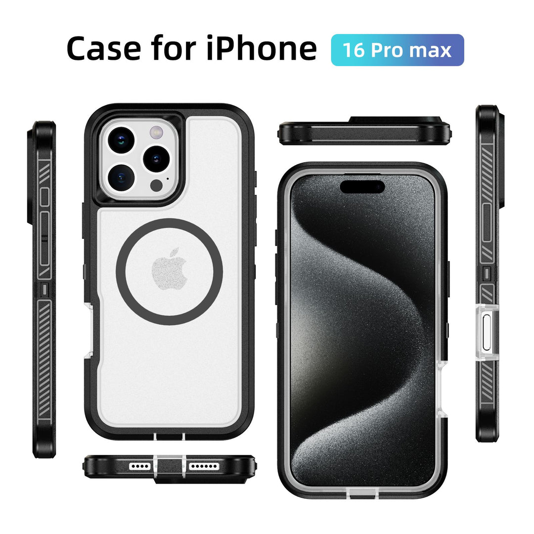 Heavy Duty Rugged Guardian Defender Armor MagSafe Protection Case with Magnetic Ring, Shockproof & Anti-Scratch Design for iPhone 16 Pro Max