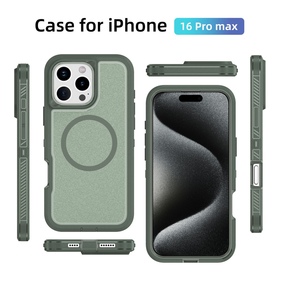 Heavy Duty Rugged Guardian Defender Armor MagSafe Protection Case with Magnetic Ring, Shockproof & Anti-Scratch Design for iPhone 16 Pro Max