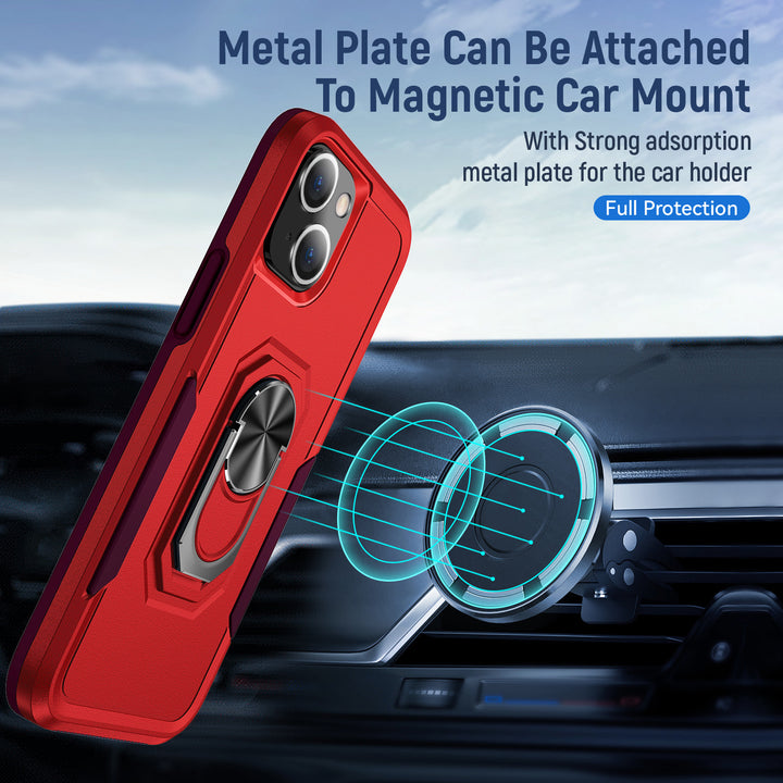 Heavy Duty Strong Armor Ring Stand Grip Hybrid Trailblazer Case Cover with 360° Kickstand for Apple iPhone 13 (6.1)