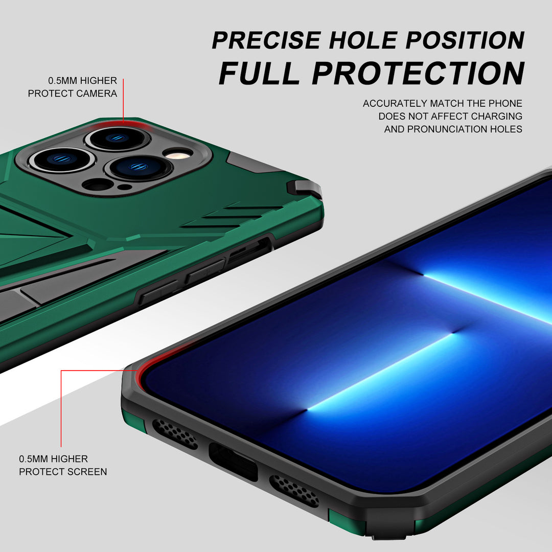 Military Grade Armor Protection Shockproof Hard Kickstand Case, Anti-Scratch, Slim Fit, Lightweight, Apple iPhone 13 Pro