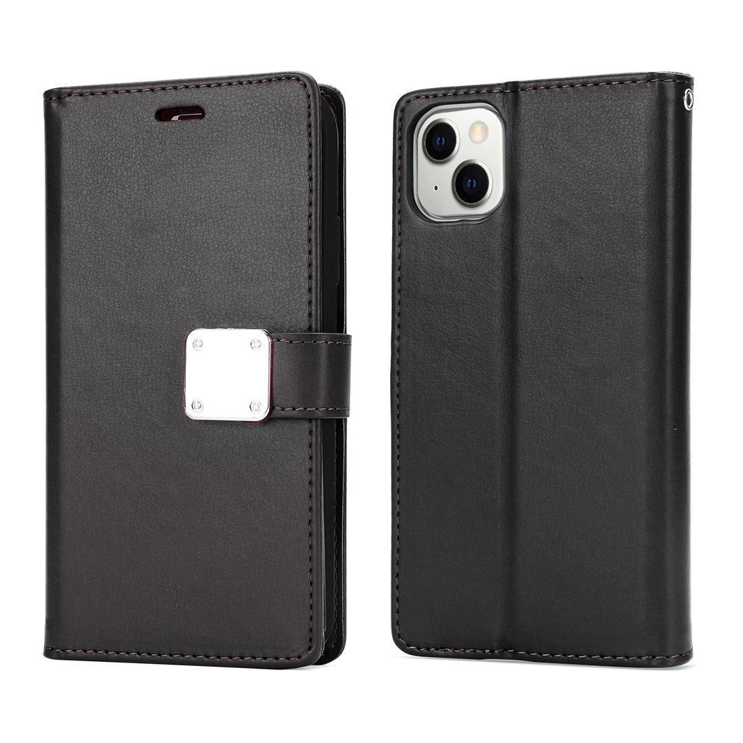 Leather Wallet Case with Multiple Pockets & Strap for iPhone 14 Plus [6.7]