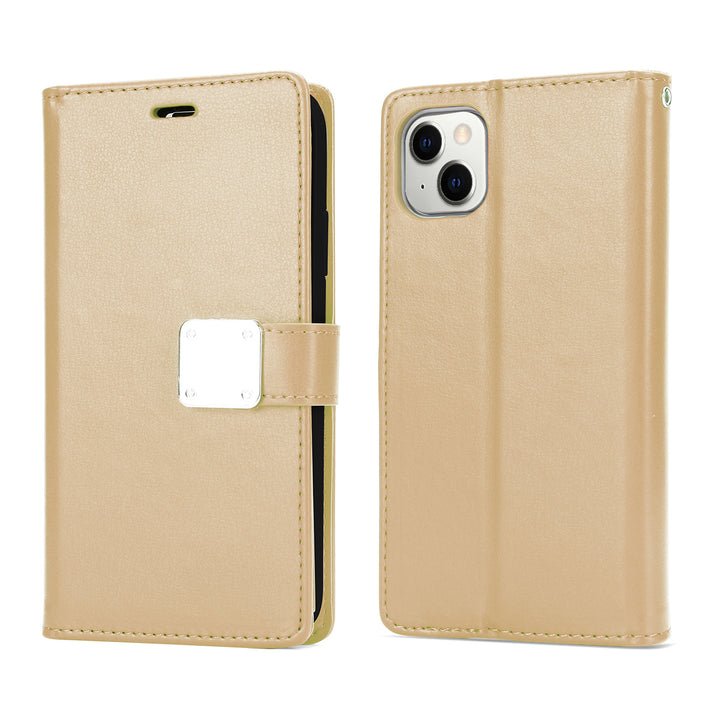 Leather Wallet Case with Multiple Pockets & Strap for iPhone 14 Plus [6.7]