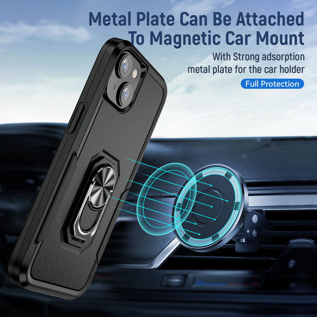 Strong Armor Hybrid Case with 360° Ring Stand for iPhone 14 [6.1]