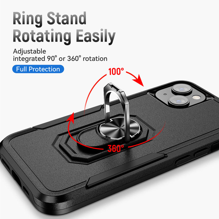 Strong Armor Hybrid Case with 360° Ring Stand for iPhone 14 [6.1]