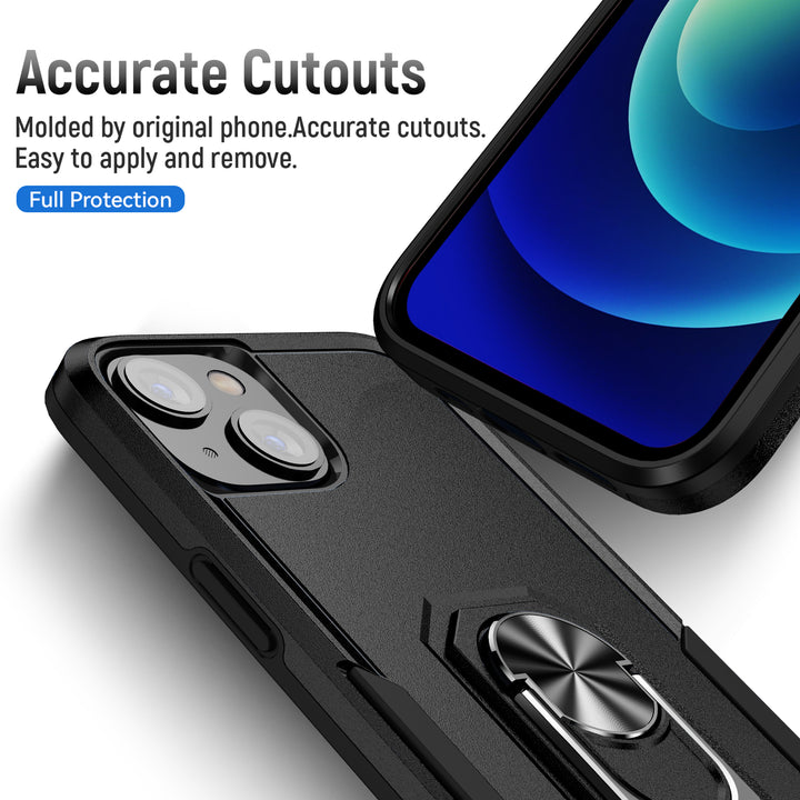 Strong Armor Hybrid Case with 360° Ring Stand for iPhone 14 [6.1]