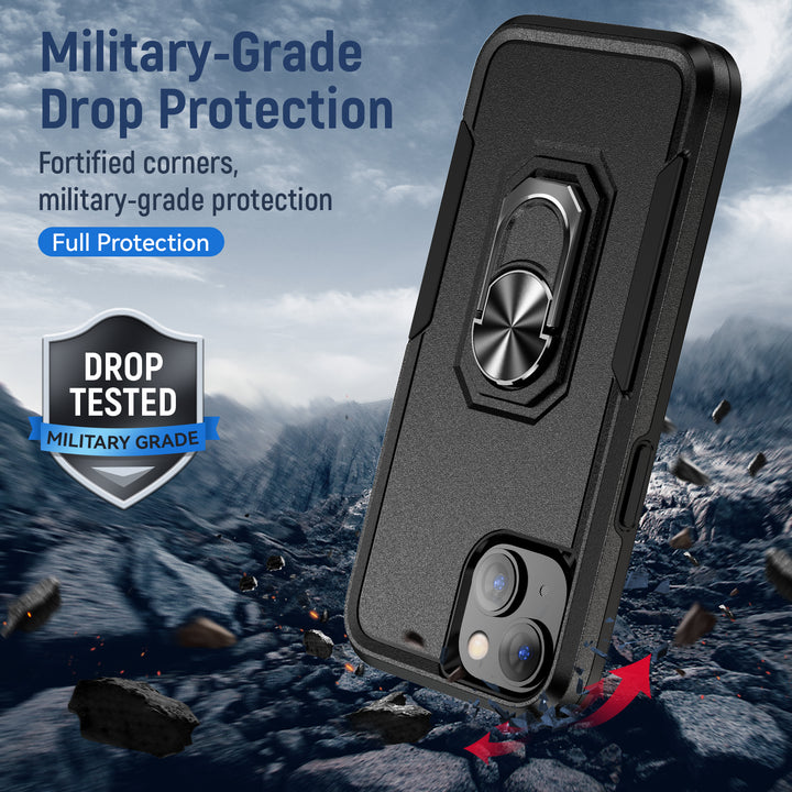 Strong Armor Hybrid Case with 360° Ring Stand for iPhone 14 [6.1]