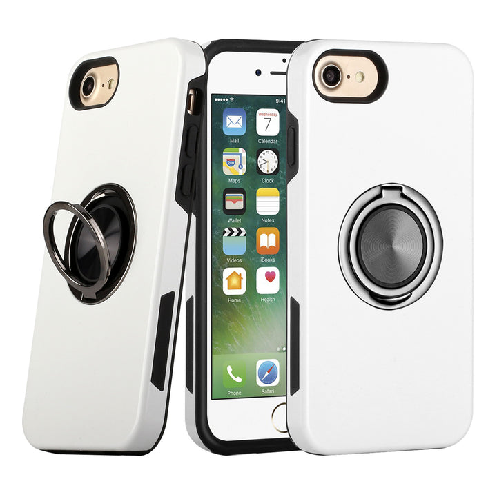 Dual Layer Armor Hybrid Stand Ring Case with Enhanced Protection, Slim Design, and Easy Access, Compatible with iPhone 8 / 7 / SE (2020)