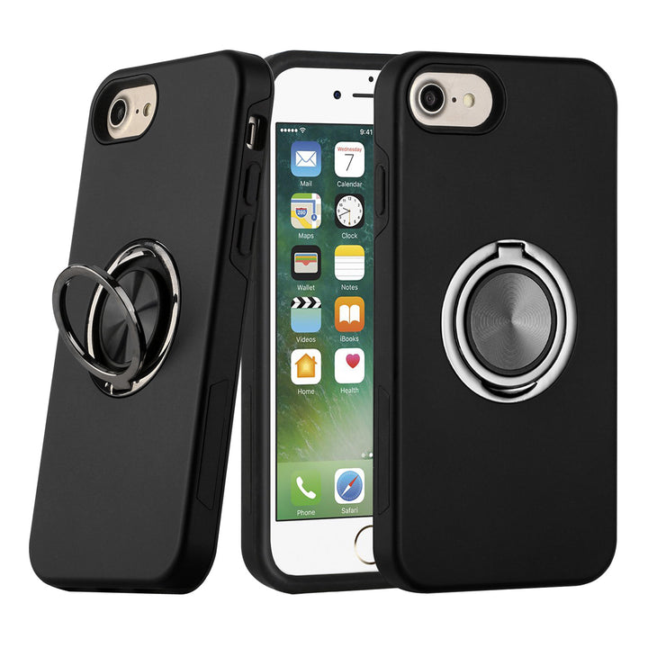 Dual Layer Armor Hybrid Stand Ring Case with Enhanced Protection, Slim Design, and Easy Access, Compatible with iPhone 8 / 7 / SE (2020)