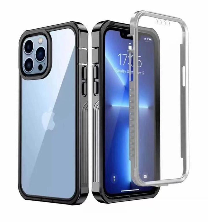 Heavy Duty Full Body Rugged Phone Cover Case with Built-in Tempered Glass Screen Protector for Apple iPhone 13 [6.1]